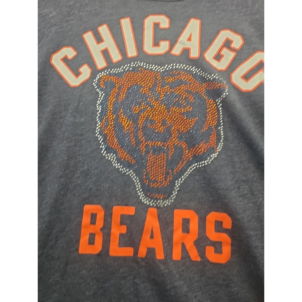 Womens Ladies XL Chicago Bears Shirt Sequins Bling NFL Football Blue Orange‎